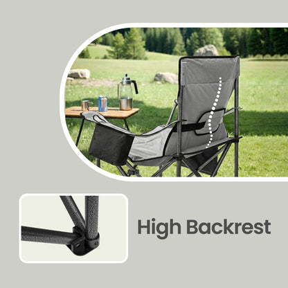 Oversized Lumbar Support Camping Chair, Heavy-Duty Outdoor Folding Chair