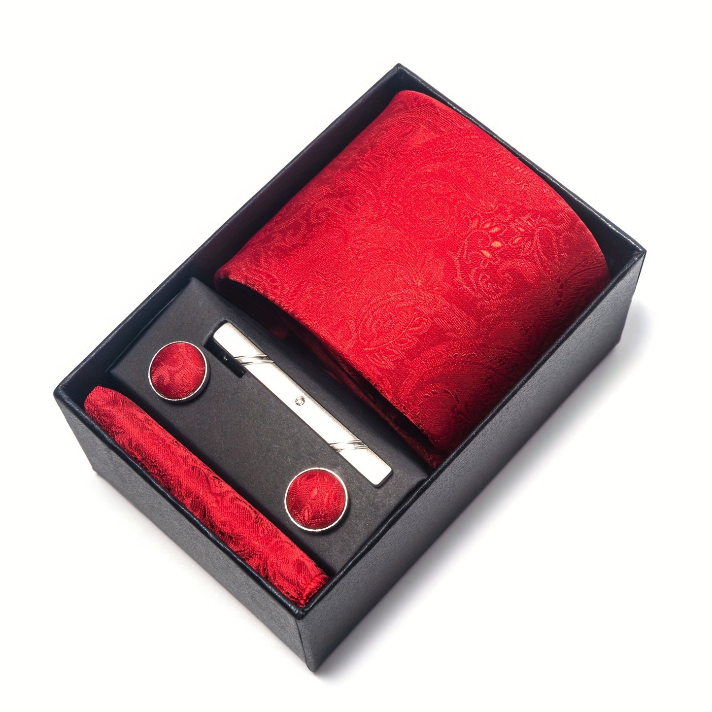 Men Men Black Paisley Tie Wedding Gift Box Tie Pocket Squares Set Necktie Box Suit Additions Fit Wedding