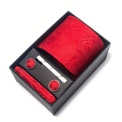 Men Men Black Paisley Tie Wedding Gift Box Tie Pocket Squares Set Necktie Box Suit Additions Fit Wedding