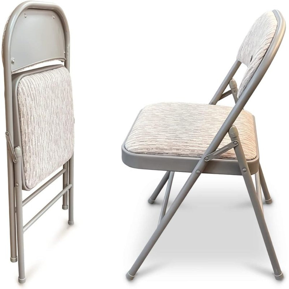Fabric Padded Folding Chair with Heavy Duty Steel Frame & Ergonomic Backrest – Lightweight, No Assembly, Indoor & Outdoor Use for Home, Office, Garden & Events