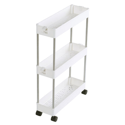 3-4 Layer Multifunctional Kitchen Storage Cart, White Slim Rolling Rack for Seasonings, Snacks, and Beverages, Gap Organizer Shelf for Refrigerator or Bathroom Toiletries
