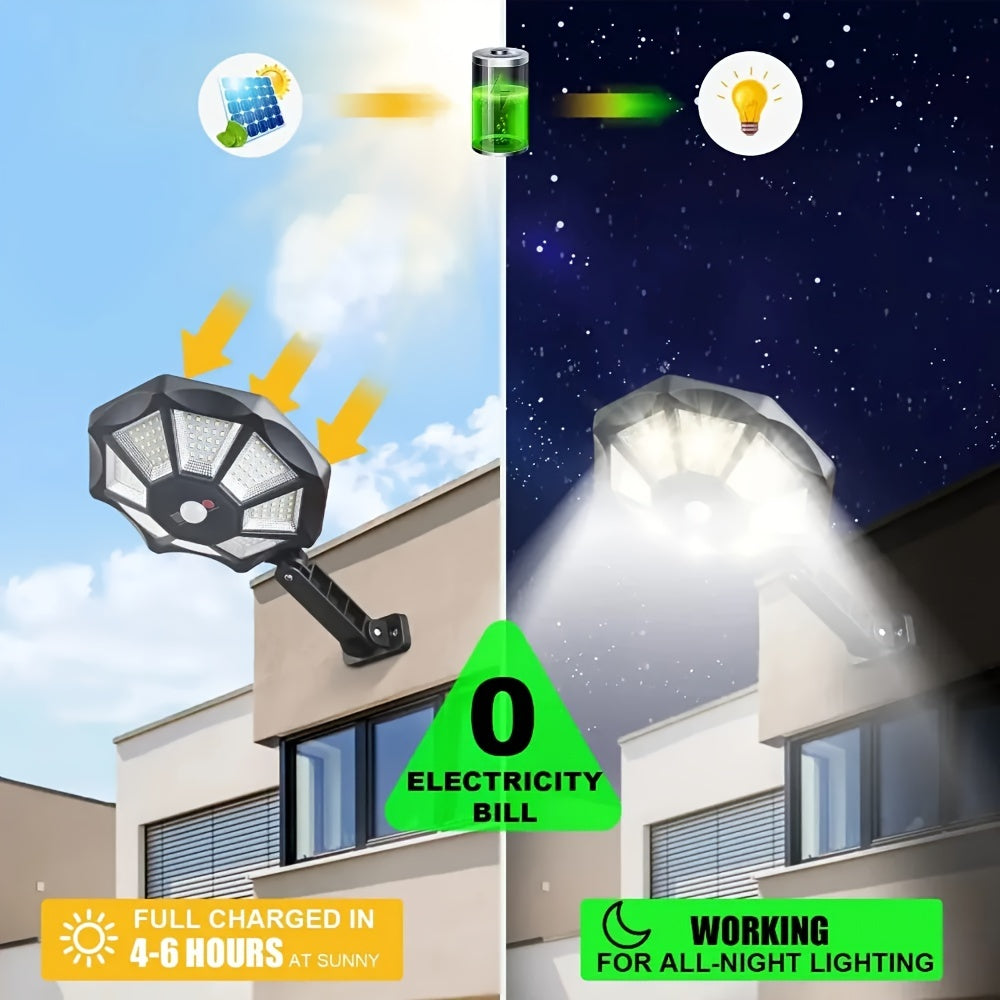 2/4pcs Solar Street Lights Outdoor Garden, 168LED Solar Motion Sensor Lights With Remote, 3 Lighting Modes Solar Lights, 180 ° Adjustable Commercial Street Lights, For Streets, Garages, Courtyards, Garden Terraces, And In Front Of Doors