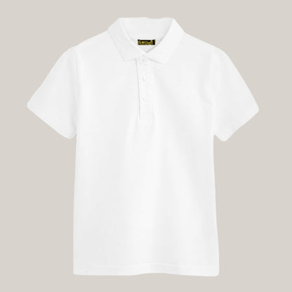 GW CLASSY OUTFIT 2 Pack School Boys Girls Unisex Kids High Quality White Short Sleeve Polo T-Shirt Age 4-12 Years