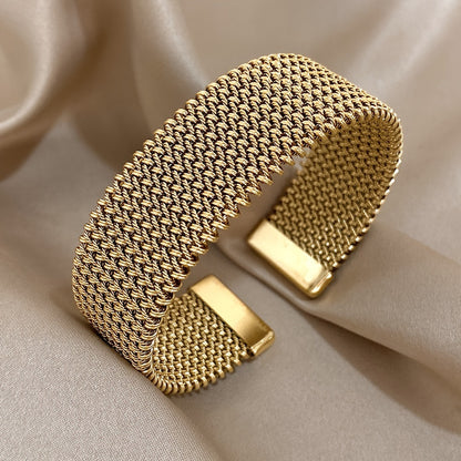 Vintage Stainless Steel Braided Mesh Open Bangle bangle bracelet, Classic Cuff Waterproof Jewelry, for Women Men Daily Party Wear Jewelry Accerssories Giftsnew Year'S Gifts Valentine'S Day Gifts