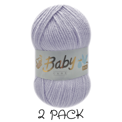 Woolcraft - Baby Care Double Knitting Yarn - 2 or 5 Pack of 100g Balls of 100% Acrylic Yarn - 13 Colours Available - Aqua, Beige, Baby Blue, Oyster, Denim, Lilac, Mint, Peach, Baby Pink, Rouge, Silver, White or Lemon - Perfect for Knitting or Crochet