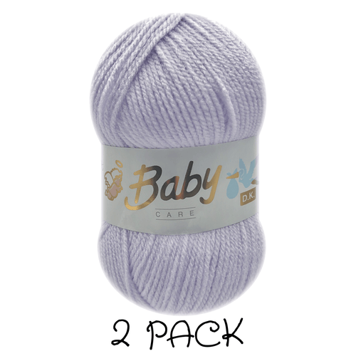 Woolcraft - Baby Care Double Knitting Yarn - 2 or 5 Pack of 100g Balls of 100% Acrylic Yarn - 13 Colours Available - Aqua, Beige, Baby Blue, Oyster, Denim, Lilac, Mint, Peach, Baby Pink, Rouge, Silver, White or Lemon - Perfect for Knitting or Crochet