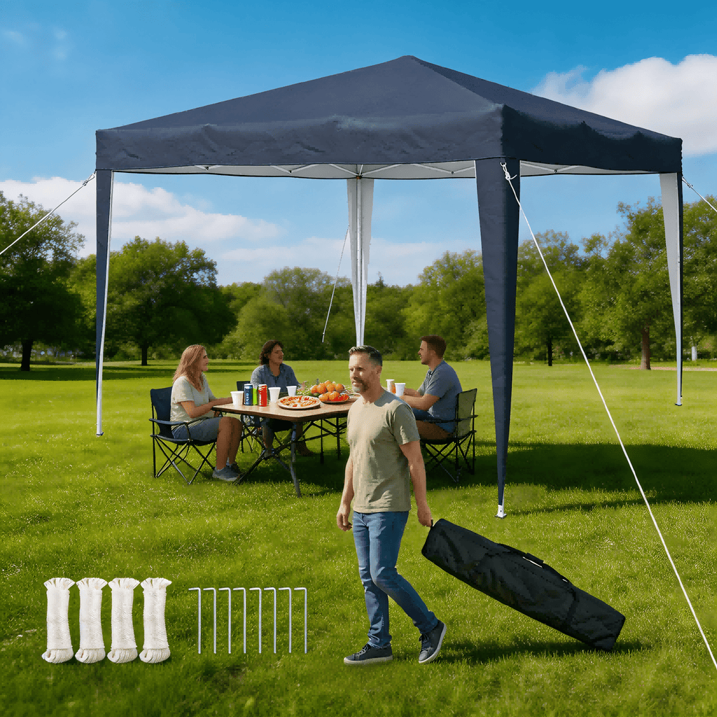 Instant Pop Up Gazebo 2x2m & 3x3m – One Person Setup, UPF50+ UV Protection, Steel Frame Outdoor Canopy Tent for Garden, Party, Market & Camping UK