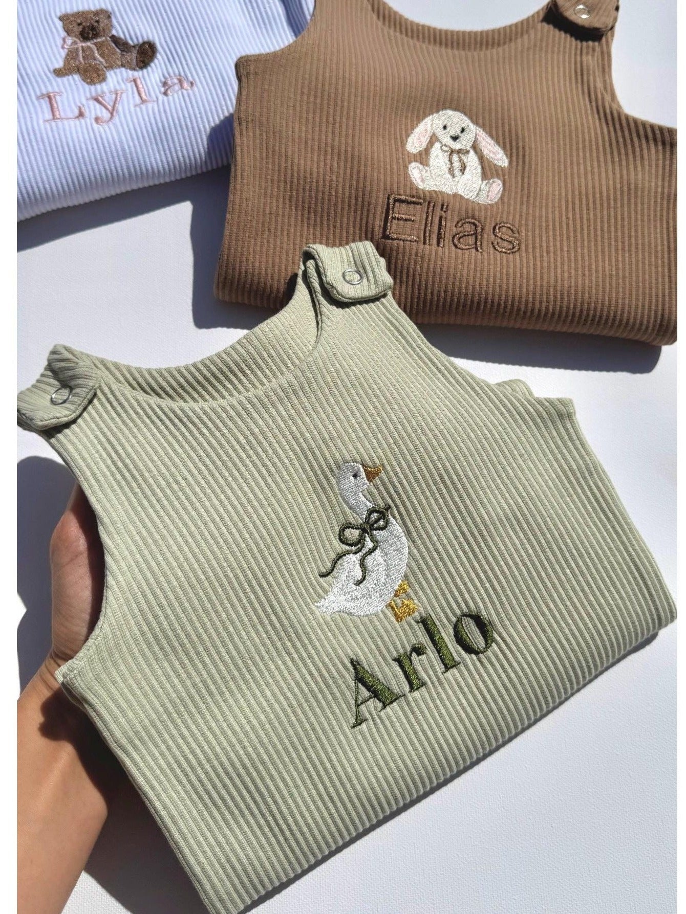 Soft Cotton Baby Dungarees, Personalised or Plain, Embroidered, 9 Colours, From Newborn to 3 Years - Ideal Baby Shower Gifts, Personalised Baby Gifts, Baby Clothes, New Baby Gifts