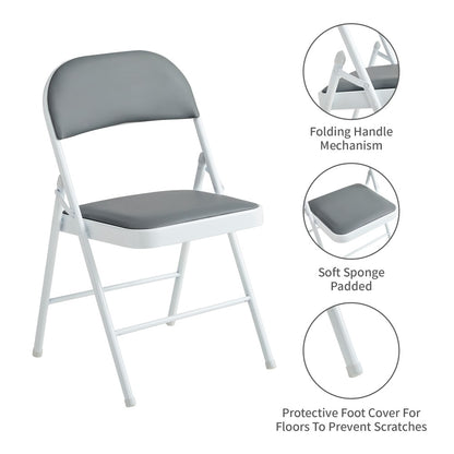 Faux Leather Folding Chairs Set of 4 with Metal Frame & Padded Seat – Foldable Dining, Office & Reception Chairs, Easy Fold & Store, 7 Colours