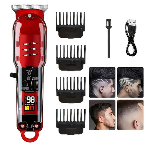 Men'S Electric Professional Hair Clipper And Beard Trimmer, Suitable for Hairdressing, Shaving, And Precise Trimming, USB Rechargeable, LCD Power Display, Convenient for Home And Car Travel