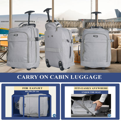ZAHRAB 40x30x20cm Cabin Bag Underseat Bag Lightweight Hand Luggage Cabin Trolley with Wheels Flight Bags Suit Case