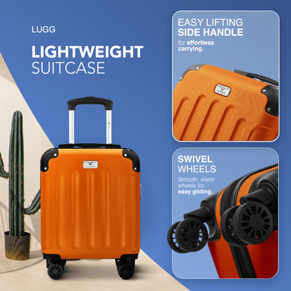 LUGG Skywander 15 Inch (45x34x20cm) Lightweight Underseat Cabin Bag EasyJet Approved Carry-On Suitcase, Durable ABS Hard Shell, Smooth Double Spinner Wheels, Water Resistant & Compact Travel Luggage (45x34x20cm)