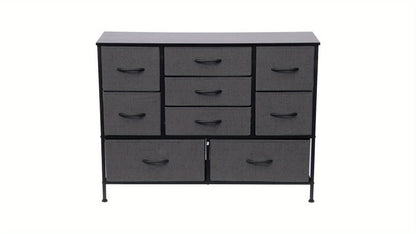 9-Drawer Dresser with Anti-Tip System & Adjustable Leveling Feet - Modern MDF Top Board & Metal Frame Storage Unit Suitable for Bedroom, Office, Living Room Organization - Assembly, Space-Saving Furniture