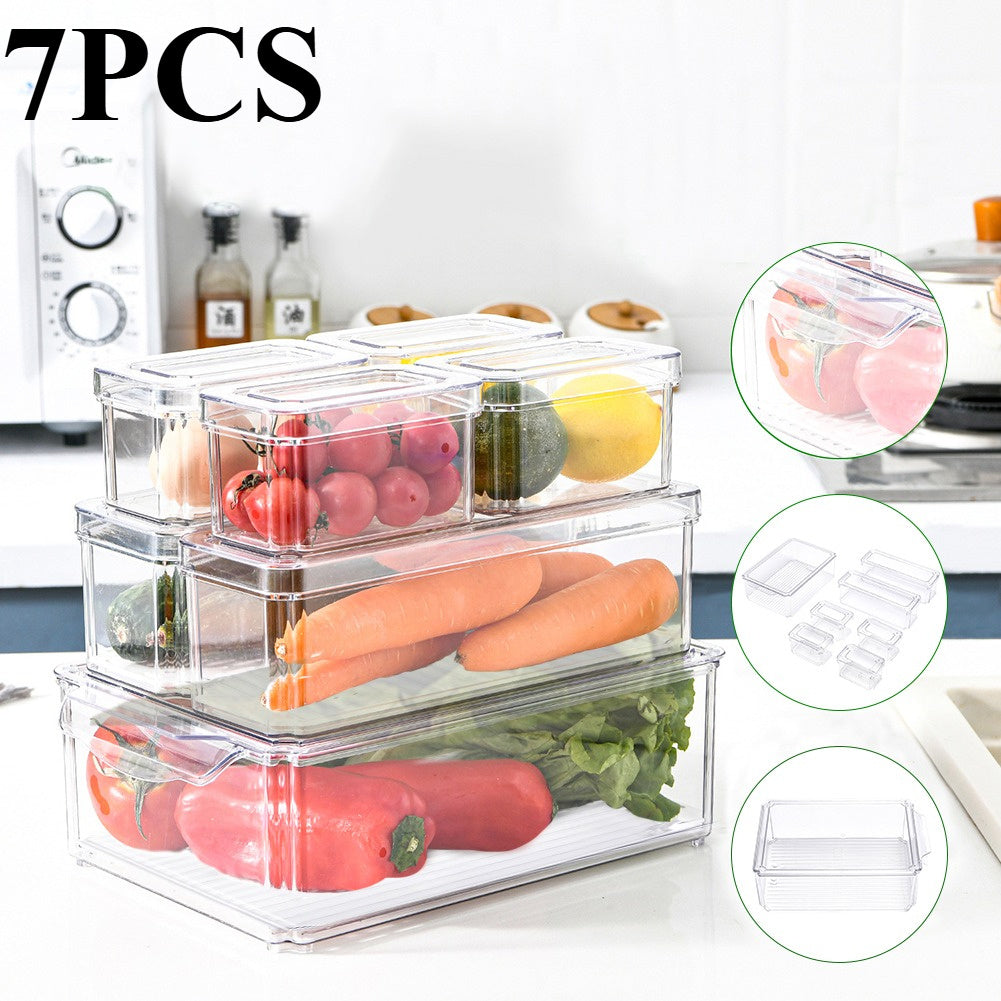 7/10-Pack Clear Stackable Refrigerator Organizer Bins - Multi-Purpose Food Storage Containers for Fridge, Freezer, Pantry - Ideal for Fruits, Vegetables, Meat - Durable PET, Easy to Clean, Fridge Storage Boxes and Containers