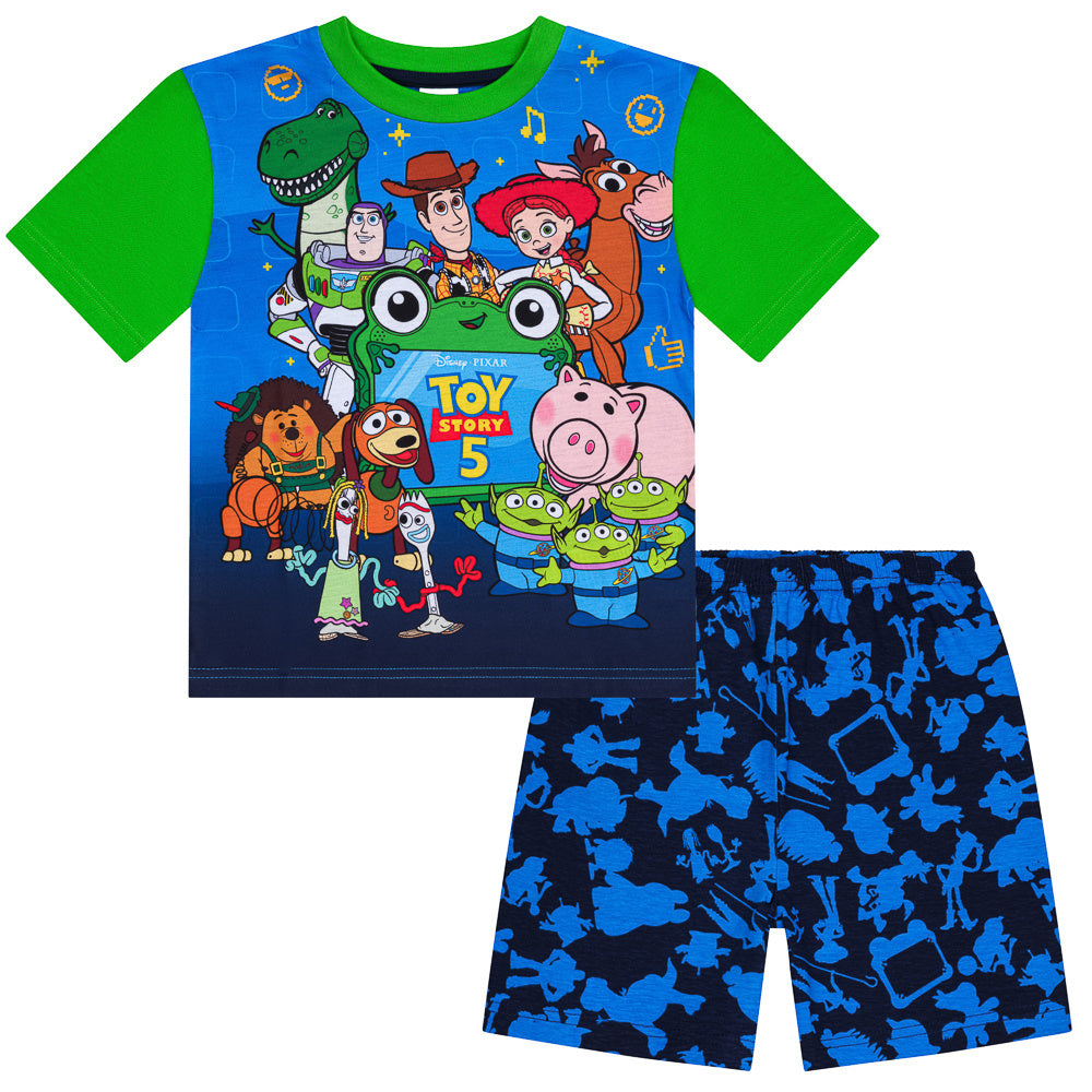 Disney Toy Story Boys Pyjamas, Kids Short Summer PJs Set, Buzz Lightyear Woody Rex Toy Story Nightwear Toddler Pyjama Set Ages 18 Months to 7 Years