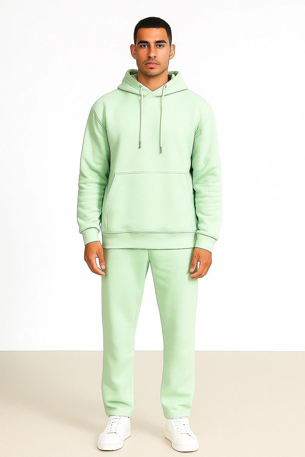 Men'S Outfit Two-Piece Set Featuring a Hooded Long-Sleeve Sweatshirt And Long Pants Solid Colour Knit Fabric Tracksuit, Regular Fit, Perfect Gift for Men, Daily & Outdoor Wear Large Pockets Matching For All Seasons S-XL