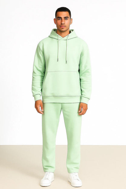 Men'S Outfit Two-Piece Set Featuring a Hooded Long-Sleeve Sweatshirt And Long Pants Solid Colour Knit Fabric Tracksuit, Regular Fit, Perfect Gift for Men, Daily & Outdoor Wear Large Pockets Matching For All Seasons S-XL