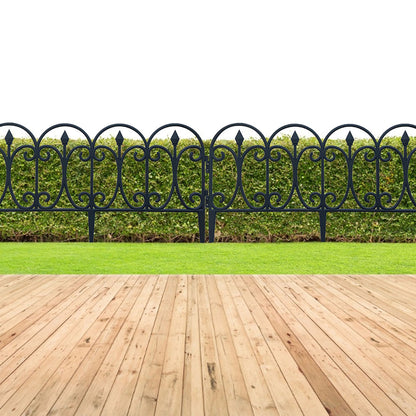 6 Packs - European Plastic Garden Fence, Wrought Iron Effect Garden Fence Practical Garden Fence, Durable, Can Withstand The Weather, Black Size: 60x33cm/23.62x12.99inch.