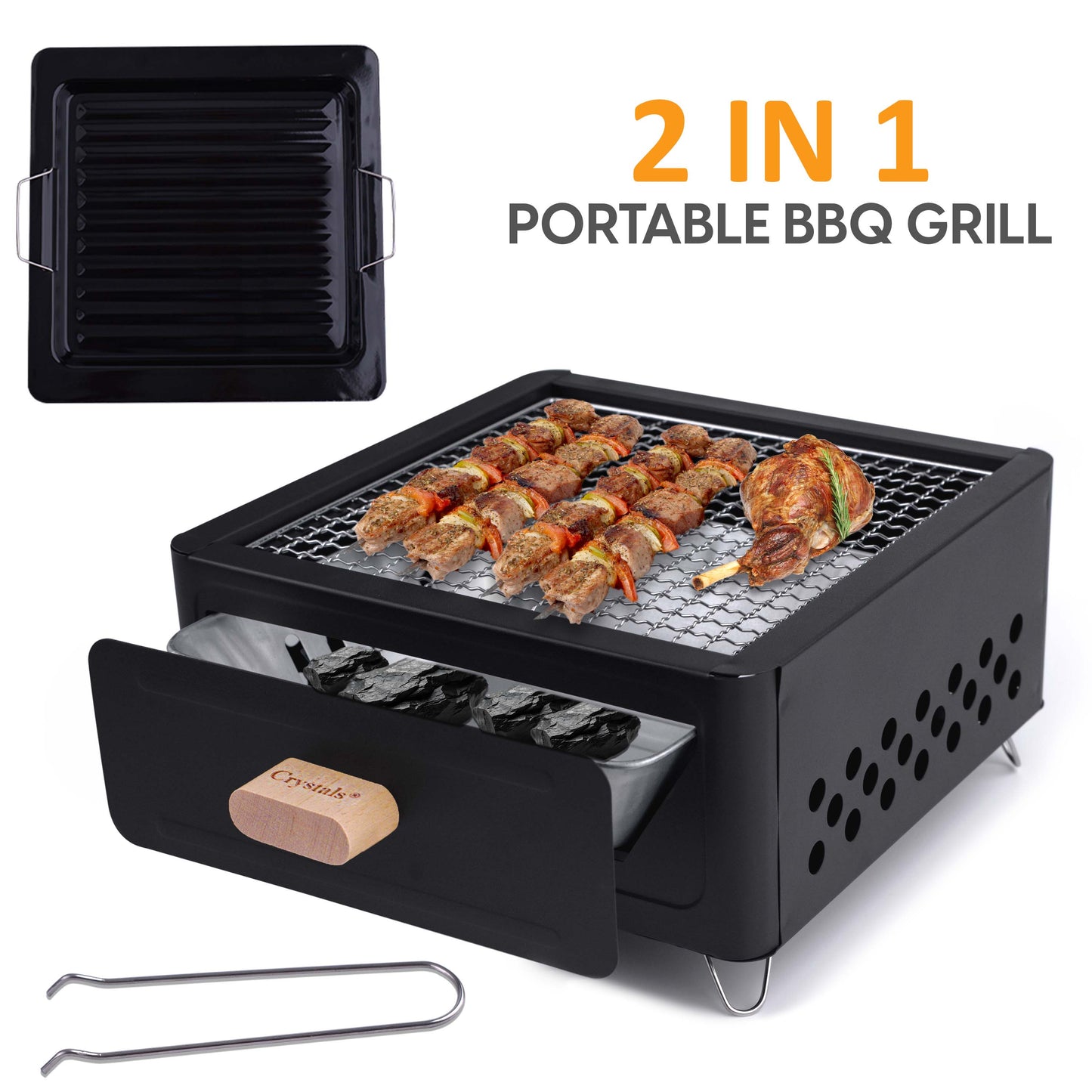 Portable BBQ Grill, Folding Tabletop Charcoal Barbecue Grill, Foldable Stainless Steel BBQ Grill for Camping, Garden, Travel, Picnic, Outdoor
