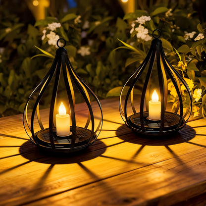 2-In-1 Solar Lantern, Solar Pendant Light, Teardrop-Shaped Candle-Style Lamp with LED Flickering Effect, Ideal for Dining Tables, Gardens, Lawns, And Outdoor Party Decorations, 1/2/4pcs