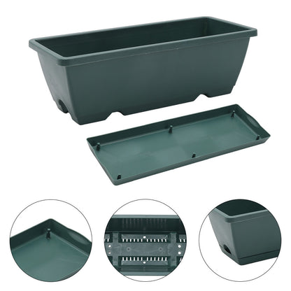 5pcs Balcony Vegetable Basin, Long Strip Horon Basin, Outdoor Creative Plastic Vegetable Planting Box, Available in White, Gray, Dark Green And Brick Red. Available Sizes: L42.5*W17*H14Cm/L49.5*W19*H*14Cm
