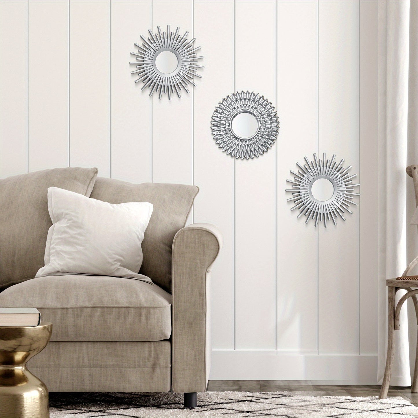 three-piece sunburst wall mirror set — feature detail 11