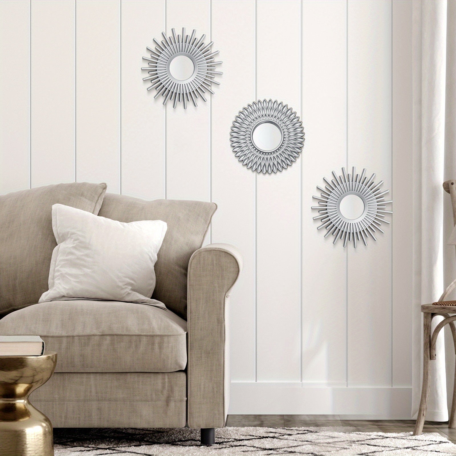 three-piece sunburst wall mirror set — feature detail 11