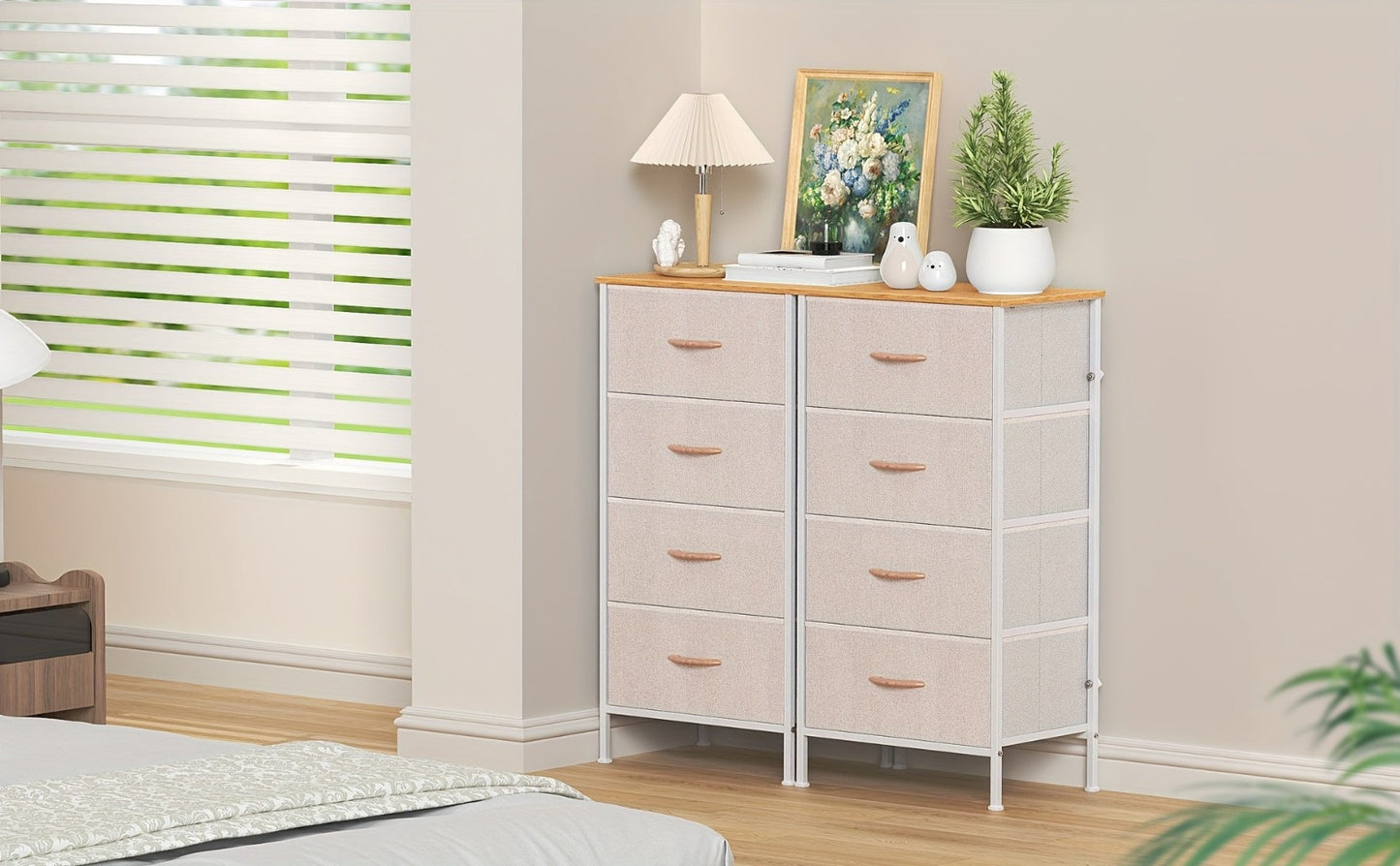 4-Drawer Chest of Drawers Metal Frame & MDF Top – Slim Bedroom Storage Unit 45x30x91cm UK