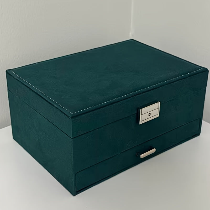 1 Deep Green Luxury Jewelry Storage Box for s, High-End Three-Tier Drawer Jewelry Organizer with Large Capacity, Ideal Gift Choice for Necklaces, Earrings, Rings, and Bracelets