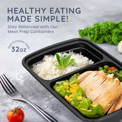 10/20pcs Meal Prep Containers with Lids, Reusable Food Storage Boxes, 1 & 2 Compartment Lunch Boxes, Stackable Plastic Takeaway Containers, Microwave Freezer Dishwasher Safe, Bento Lunch Box Set