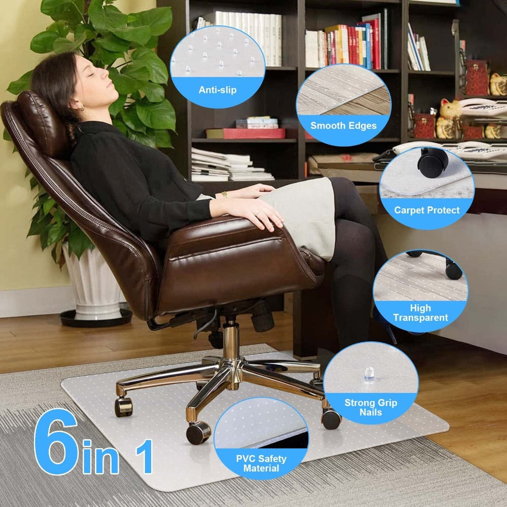 PVC Clear Chair Mat Non Slip Office Chair Desk Mat Floor Computer Carpet Protector Plastic Clear