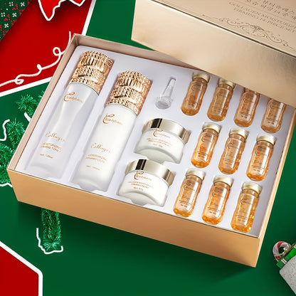 Collagen Skincare Set of 14pcs - Packed with Collagen Essence, Lightweight And Non-Greasy, Deeply Moisturizing, Refines And Smooths The Skin, Presented in a Luxurious Gift Box, Perfect for Halloween And Christmas Gifts, Suitable for All Skin Types