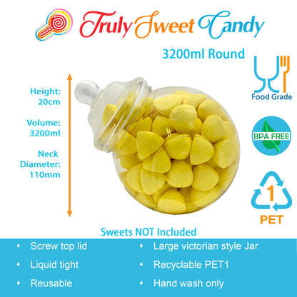 7 Large Plastic Sweet Jars for Truly Sweet Candy Buffet, Sweet Table, Wedding