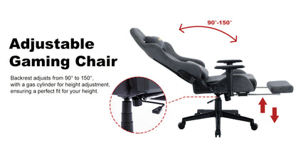 ANDYOU Gaming Chair, Breathable Office Chair, High Quality Fabric Soft Like Faux Fur. Ergonomic PC Chair, Adjustable Swivel Work Chairs with Footrest