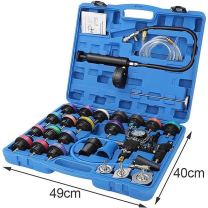 28Pcs Radiator Pressure Tester Kit Universal Cooling System Tester Kit Radiator Tool Kit Car Coolant Fill Tool For Leak Detection Blue, Professional Radiator Tool Kit For Temperature Measurement And Leak Detection
