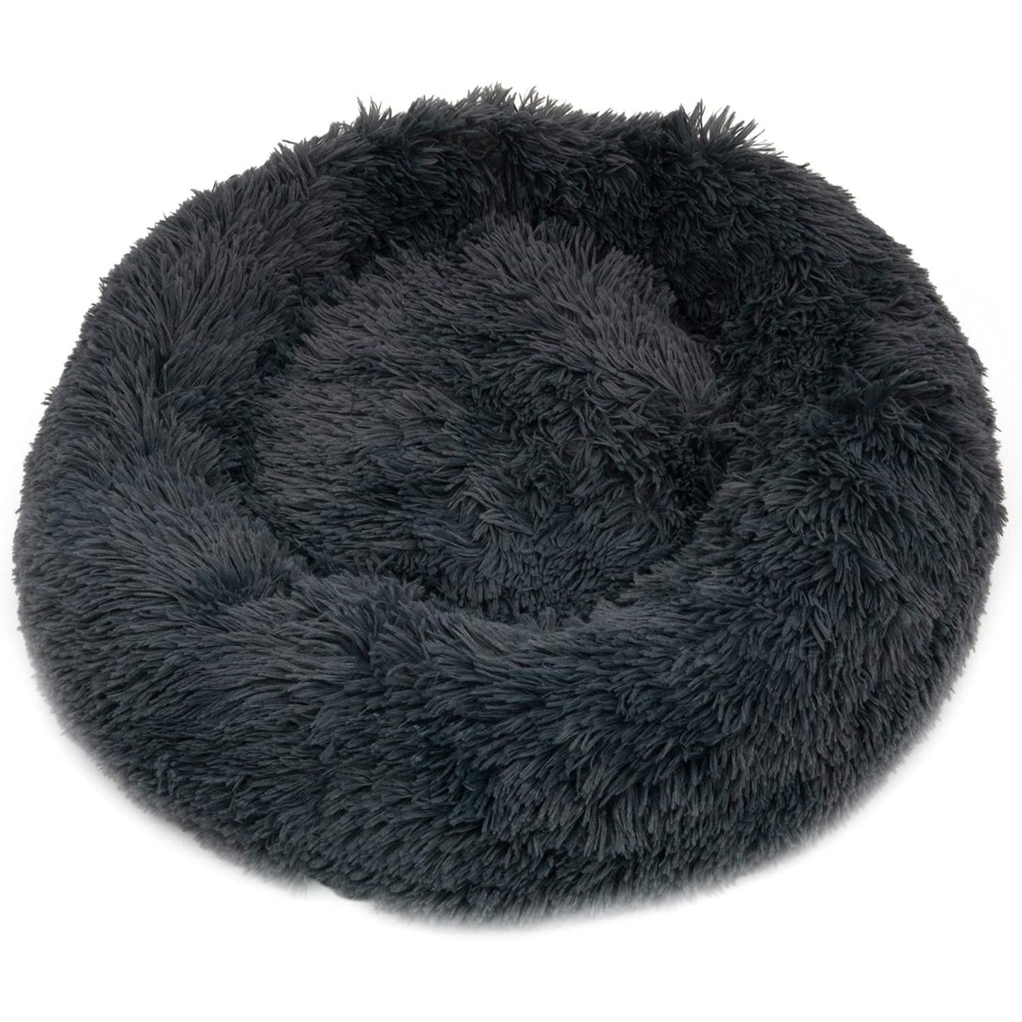40/50/60/70cm Round Plush Donut Dog/Cat Bed Cuddler Pet Cushion Self-Warming Bed Washable Dog Bed with Non-Slip and Waterproof Bottom Calming Dog Bed