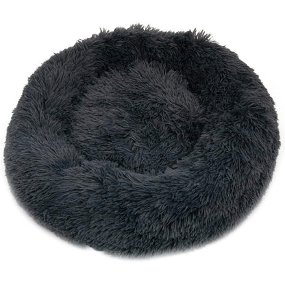 40/50/60/70cm Round Plush Donut Dog/Cat Bed Cuddler Pet Cushion Self-Warming Bed Washable Dog Bed with Non-Slip and Waterproof Bottom Calming Dog Bed