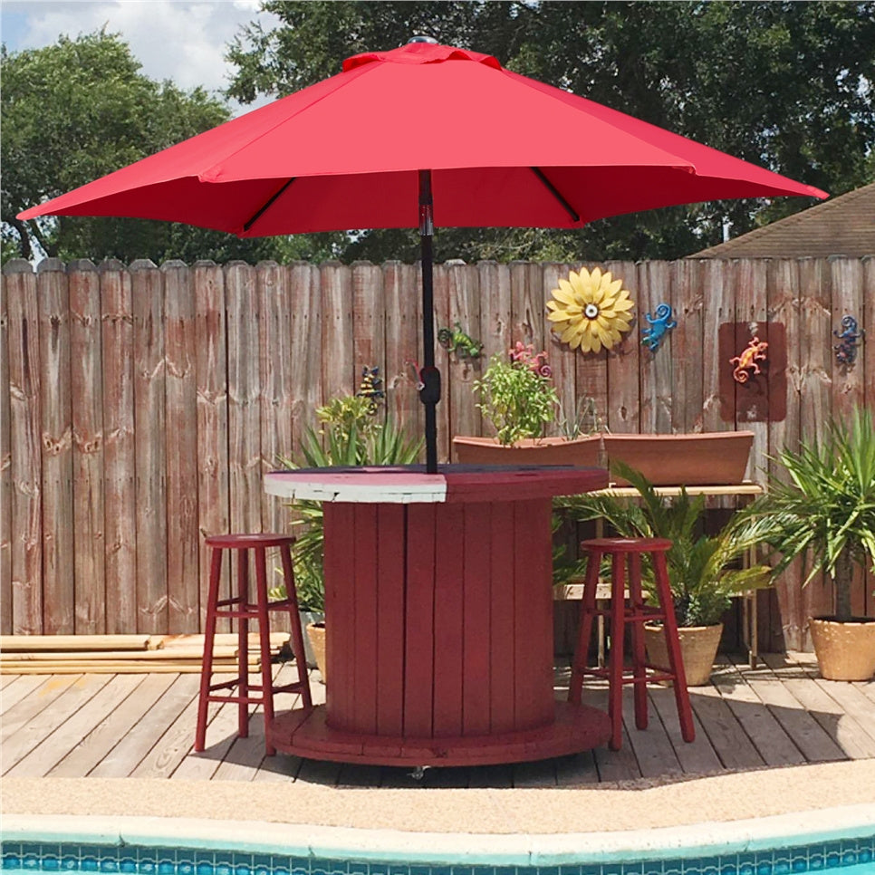 Costoffs Patio Umbrella Outdoor, 2.3m Market Umbrella Parasol Umbrella with Crank/Tilt/6 Ribs, Garden Table Umbrella for Patio, Deck, Backyard, Pool & Beach