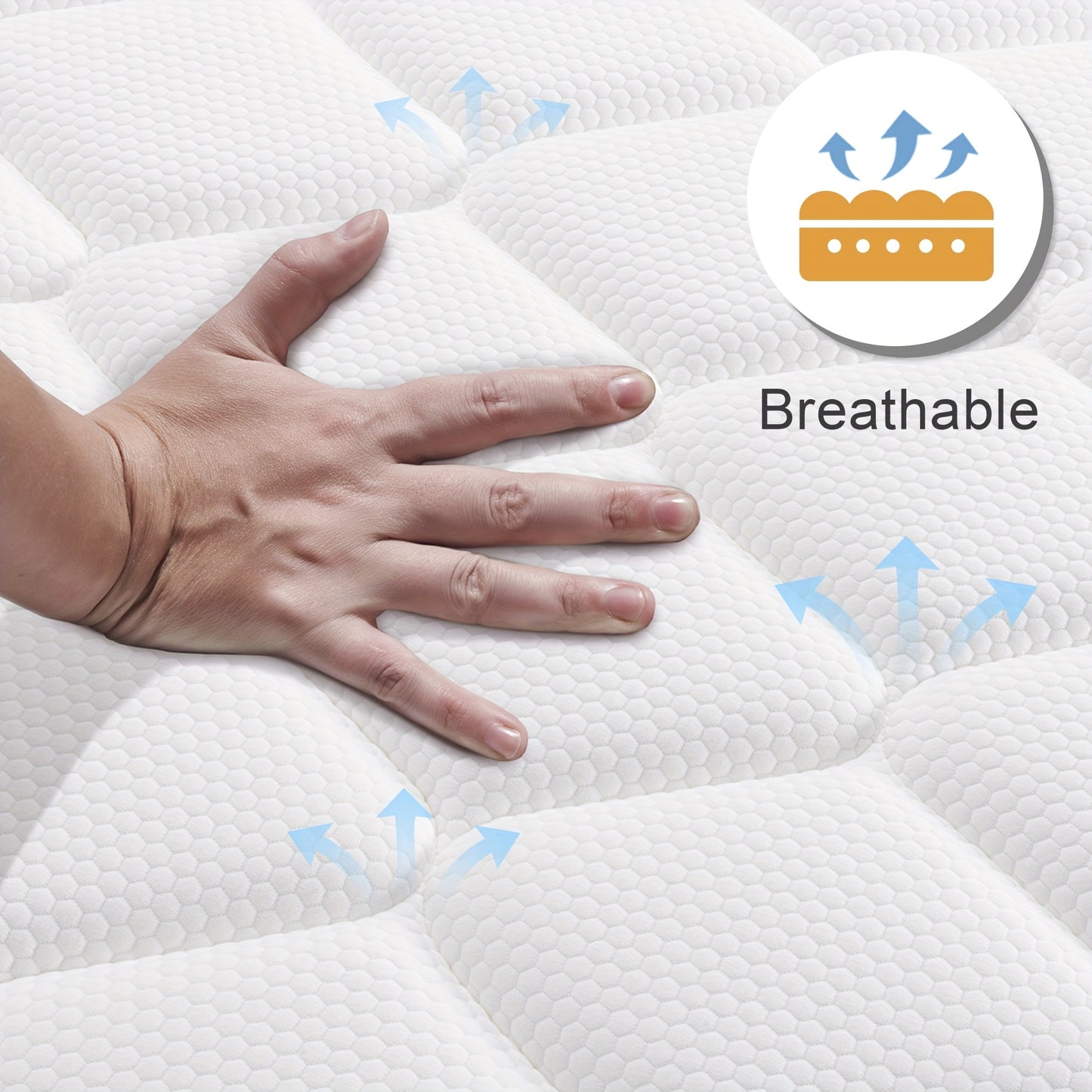 Memory Foam Hybrid Mattress with Pocket Springs – 22cm & 25cm, No-Noise Innerspring, Cooling Comfort, Mattress in a Box, Single, Small Double, Double & King