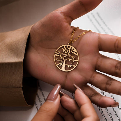 [Custom Tree of Life] 304L Stainless Steel Custom Tree of Life Necklace | Engraved with 1-8 Names | Family Name Jewelry Gift for Wives, Mothers, Grandmothers
