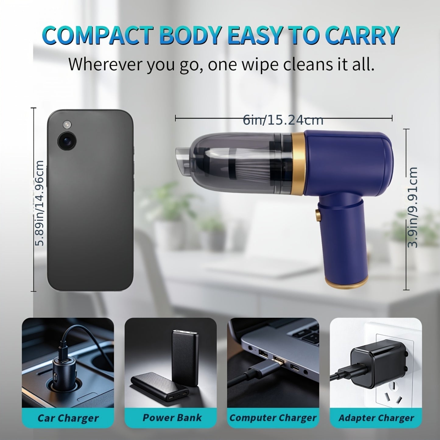 Vacuum Cleaner Powerful Suction for Pet Hair Hardwood Floor Carpet, USB Rechargeable Portable Handheld Vacuum for Home Car Office, Small Dust Cup, Ideal Gift for Anniversary Birthday