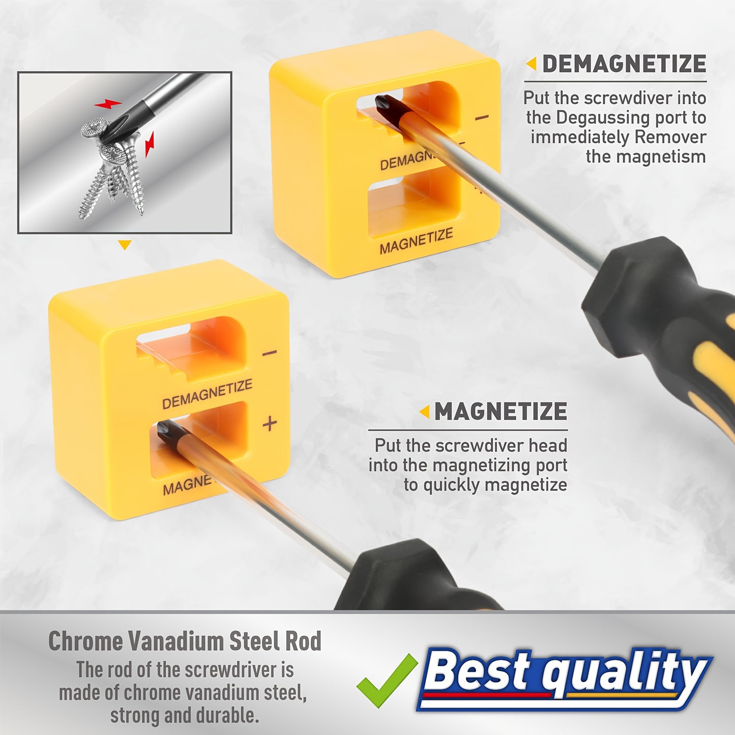 43pcs Magnetic Screwdriver Set with Slotted Phillips Hex Rice Character Plum Blossom and Precision Screwdrivers Magnetic Demagnetizer Tool
