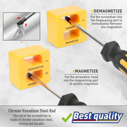 43pcs Magnetic Screwdriver Set with Slotted Phillips Hex Rice Character Plum Blossom and Precision Screwdrivers Magnetic Demagnetizer Tool