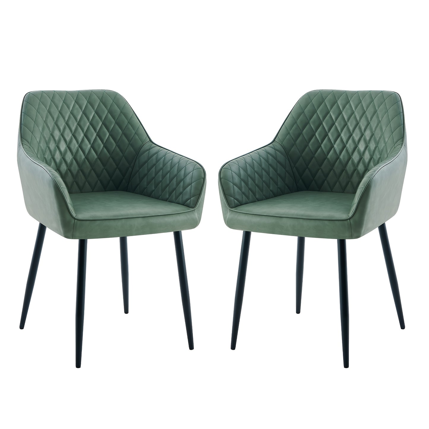 Velvet Dining Chairs with Armrests & Black Metal Legs, Upholstered Armchair 120kg Capacity 43x55x81cm, Set of 1 2 4 or 6 for Dining Room Kitchen Living Room