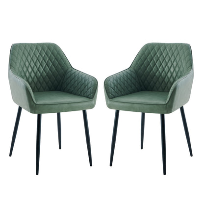 Velvet Dining Chairs with Armrests & Black Metal Legs, Upholstered Armchair 120kg Capacity 43x55x81cm, Set of 1 2 4 or 6 for Dining Room Kitchen Living Room