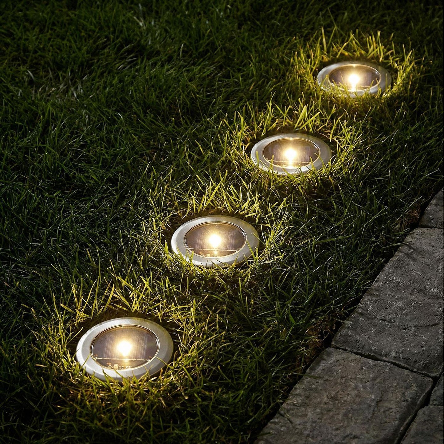 Taylor & Brown 8 Pack Solar Decking Lights Outdoor Garden Stainless Steel Solar Powered Ground Disk Lights Lamp Bright White Deck Landscape Pathway Lighting, Solar Outdoor Lights