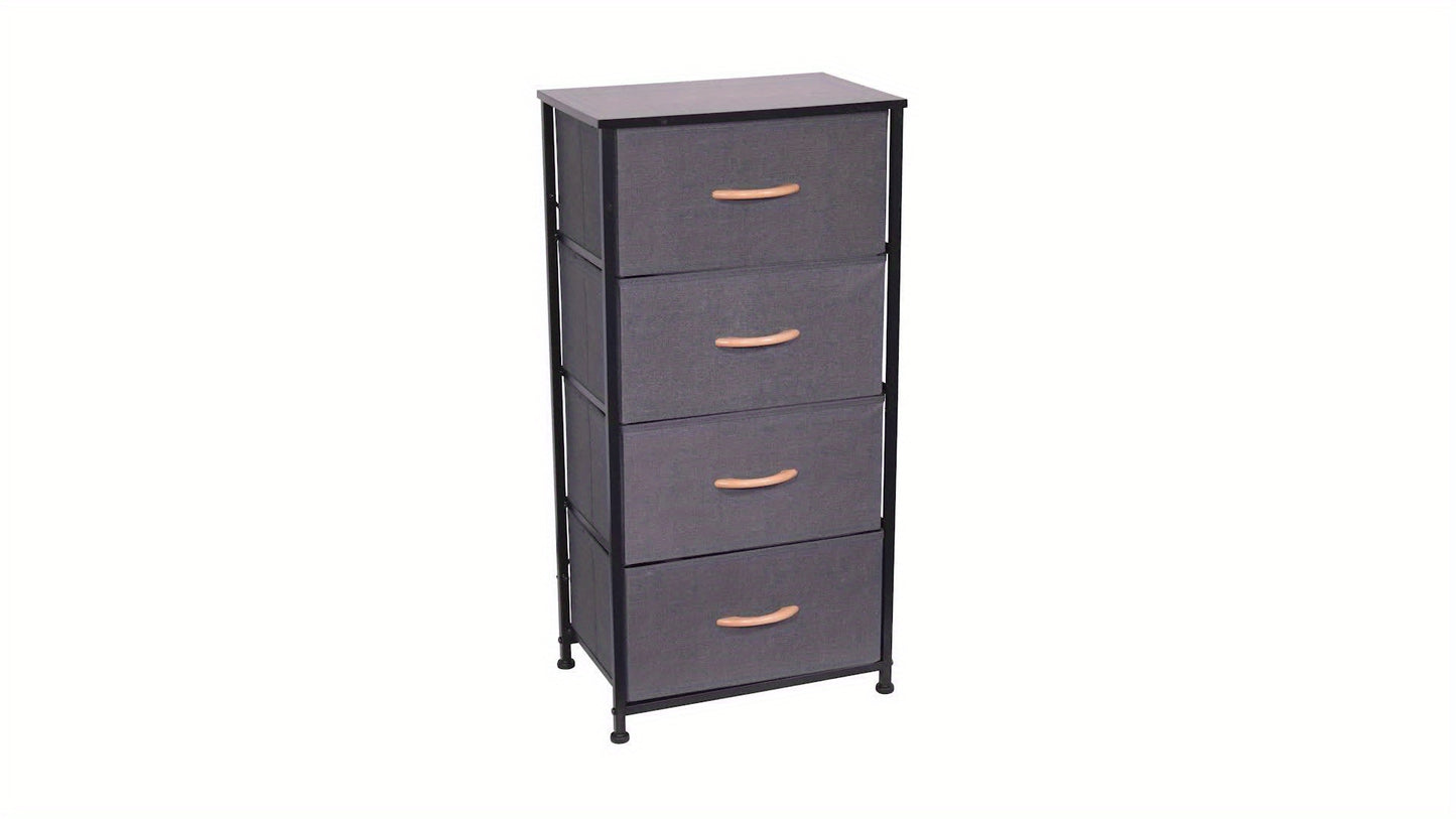 4-Drawer Chest Of Drawers with Metal Frame & MDF Wooden Top, Adjustable Feet, Anti-Tip Safety, Spacious Storage Unit for Bedroom Or Living Room (45x30x91cm/ 17.7x11.8x35.8inch)