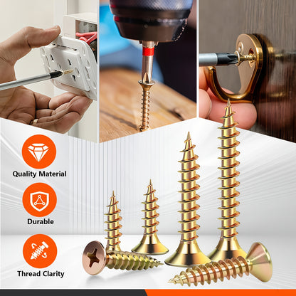 520pcs Countersunk Self-tapping Screw Set, M3.5/12/14/16/20/25/30/35mm Multi-size Specifications, Colorful Cross-head Design - Includes Screwdriver Bit, Multi-functional And Durable, Suitable for Industrial, Home, And Furniture Applications