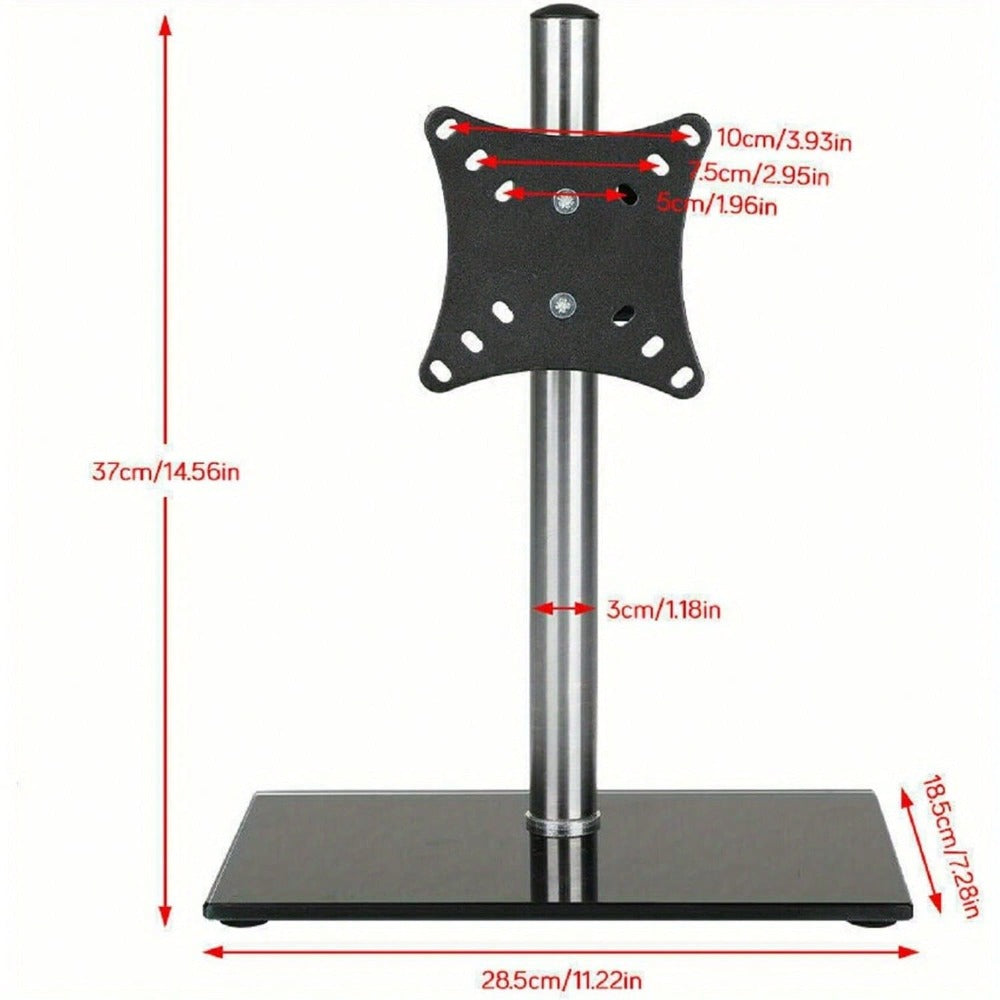Monitor Stand 13 - 27 Inch Monitor Arm Curved Screen Monitor Mount Tempered Glass Base Monitor Stand Adjustable Ergonomic Pc Monitor Arm
