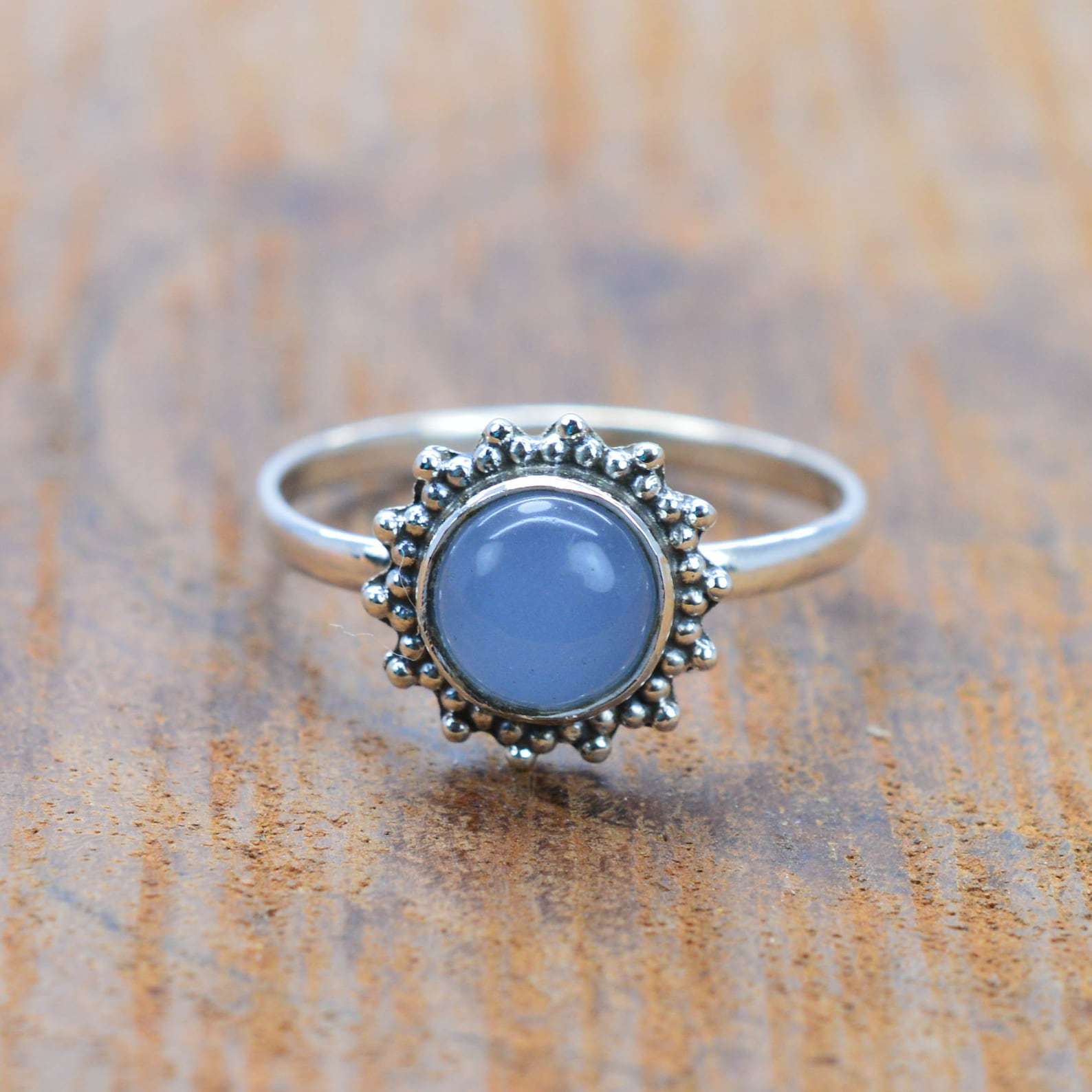 Ring Sterling Silver Gemstone Flower for layering and statement styling